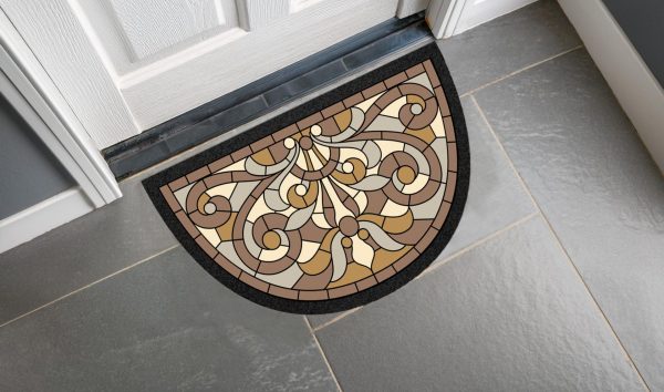 Zerbino da ingresso elegante sui toni del beige / tortora con effetto mosaico