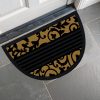 Zerbino mezzalunga con stampa floreale nera su fondo beige (effetto cocco) e fascia in gomma centrale