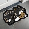 Zerbino a forma di gatto cartoon grigio beige e bianco