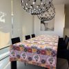 tovaglia con stampa effetto ceramiche colori vivaci ed effetto glitter
